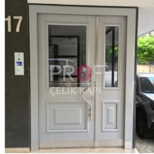 Camlı Beyaz Apartman Giriş Kapısı PRF804