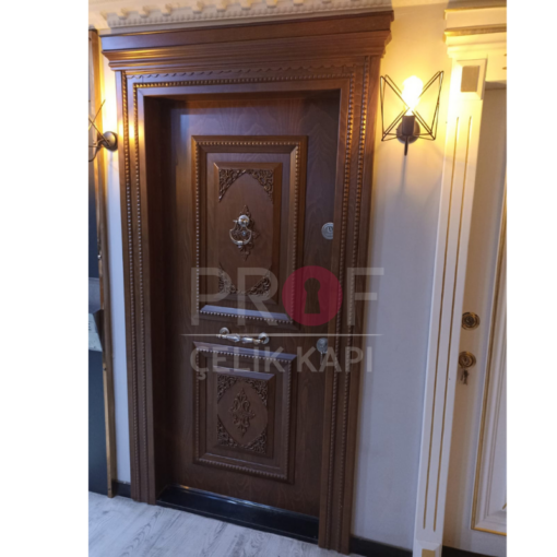 Kabartma Detay Kahverengi Daire Kapısı PRF501