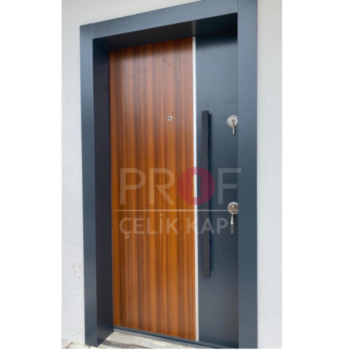 Ahşap Desen Antrasit Daire Kapısı PRF605