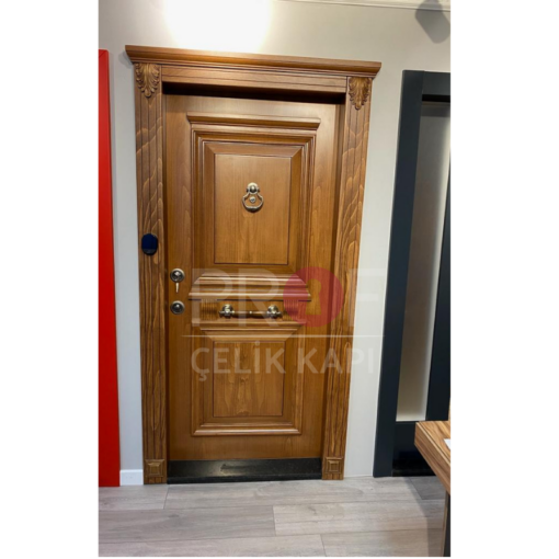 Kabartmalı Ahşap Desen Daire Kapısı PRF606