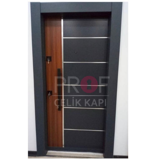 Ahşap Desen Koyu Gri Daire Kapısı PRF607