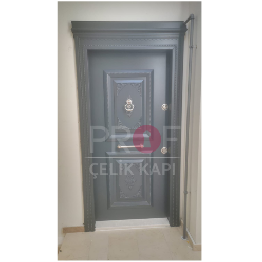 Kabartmalı Gri Daire Kapısı PRF544