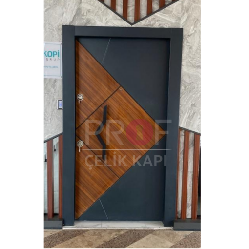 Ahşap Desen Antrasit Daire Kapısı PRF545