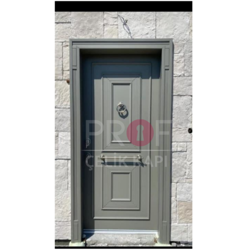 Kabartmalı Tokmalı Gri Daire Kapısı PRF549