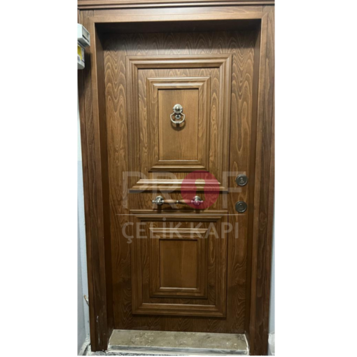 Ahşap Desen Kahverengi Daire Kapısı PRF579