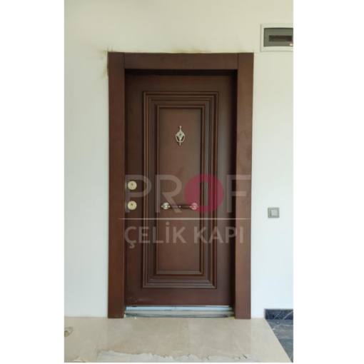 Oymalı Koyu Ahşap Daire Kapısı PRF586