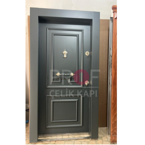 Kabartmalı Kulplu Gri Daire Kapısı PRF587