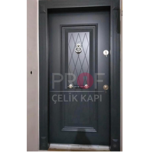 Desenli Antrasit Daire Kapısı PRF588