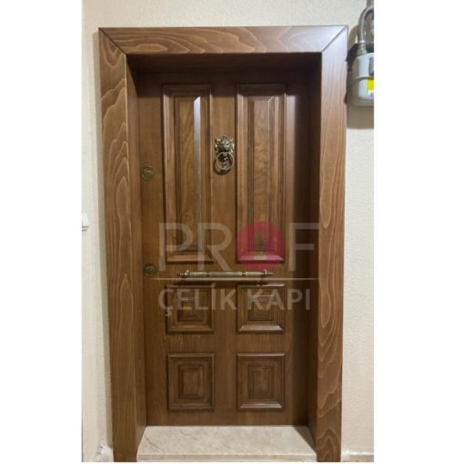 Ahşap Desen Kabartmalı Kahverengi Daire Kapısı PRF599