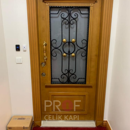 Sarı Ferforje Detay Villa Kapısı PRF285