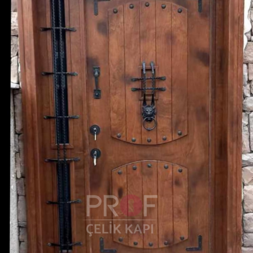 Zımba Detay Ahşap Villa Kapısı PRF289