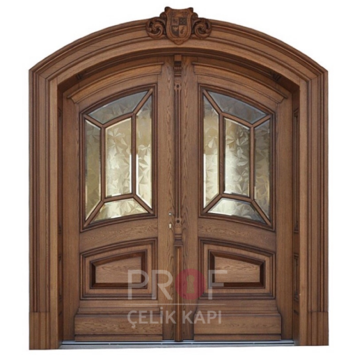 Çift Kanat Ahşap Oval Villa Kapısı PRF330